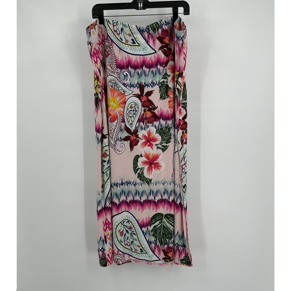 Chicos Women Maximalist Ikat Maxi Skirt Sz 4 US 2X Boho Vacation Resort Colorful